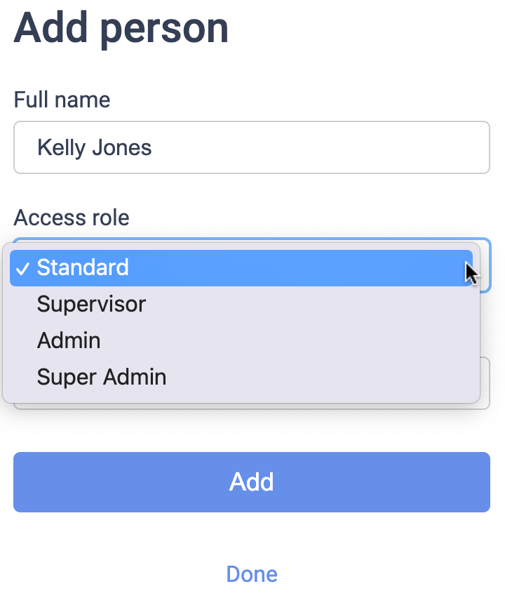 Select Access Role