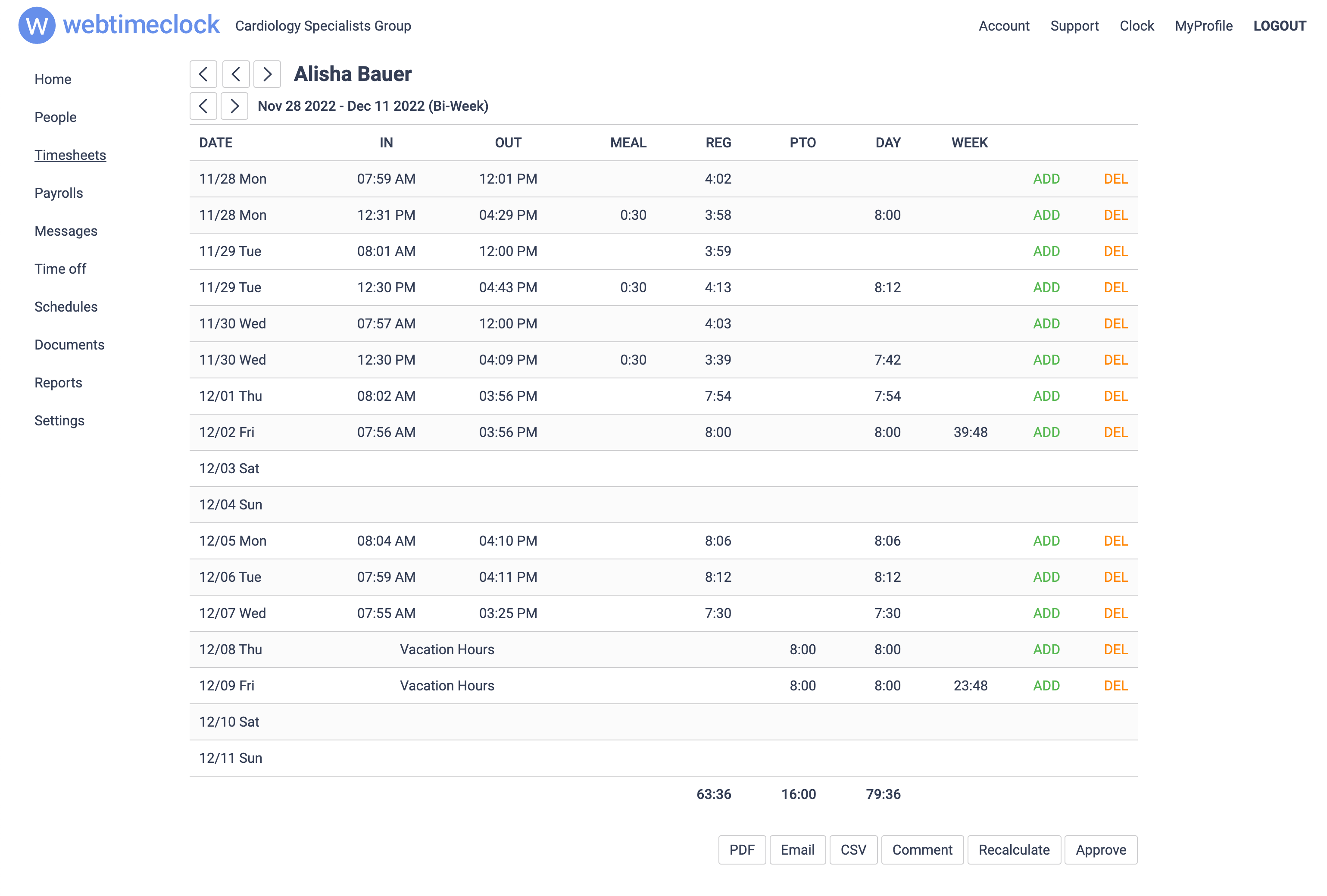 Webtimeclock Timesheet